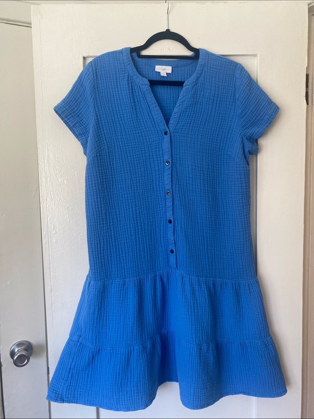 J.Jill Blue Cotton Gauze Tiered Dress